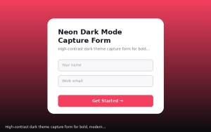 Neon Dark Mode Capture Form